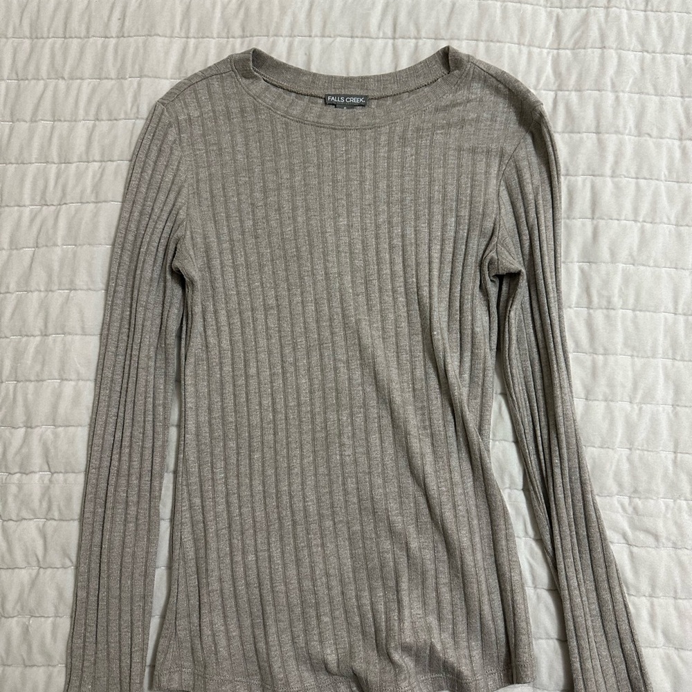 Falls Creek Tan Ribbed Long Sleeve
